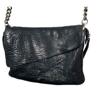 Maxon Collection Italy Pebbled Leather Nappa Crossbody Chain Strap Handbag Purse